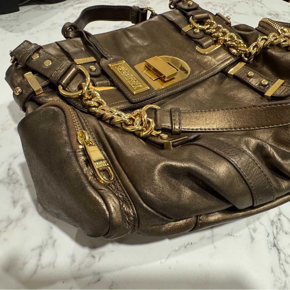 Badgley Mischka Bronze Metallic Leather Bag - Picture 11 of 13